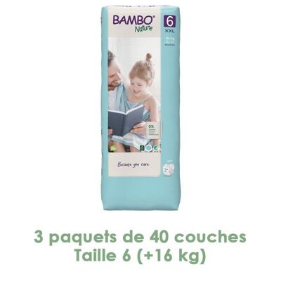 Pañales Bambo Nature XL T6 (+16kg) - 3 paquetes de 40