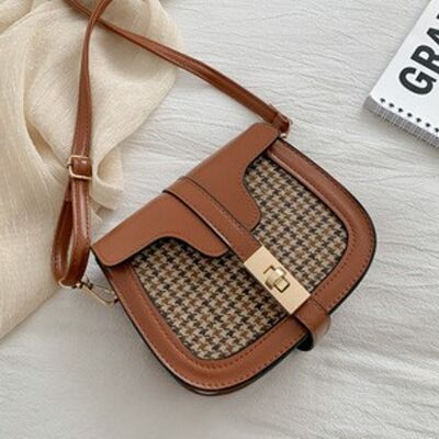 AnBeck Elegant Checkered Small Handbag (Brown)