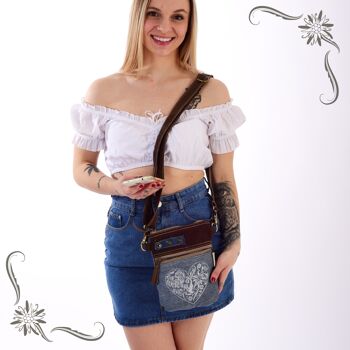 Sac Domelo Trachten Sac Dirndl. Sac à bandoulière Oktoberfest Petit sac à bandoulière fabriqué à partir de jeans recyclés 3