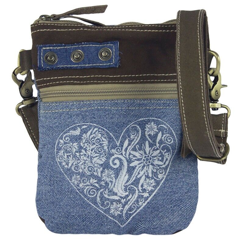 Borsa tradizionale Domelo, borsa Dirndl. Borsa a tracolla Oktoberfest Piccola borsa a tracolla realizzata in jeans riciclati 53121