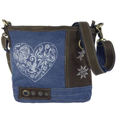 Domelo traditional bag Dirndl bag shoulder bag Oktoberfest Small crossbody bag made of recycled jeans canvas & leather