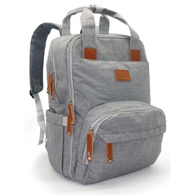 Changing backpack gray with stroller holder including changing mat for parents