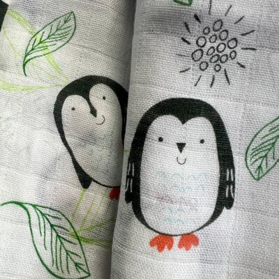 Mantita de algodón de bambú con pingüinos de Pip & Percy