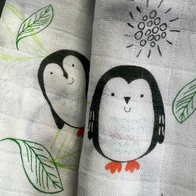 Mantita de algodón de bambú con pingüinos de Pip & Percy