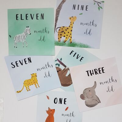 Cute animals milestone cards