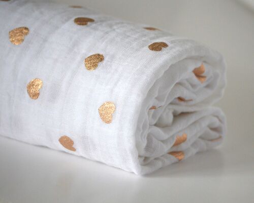 Rose Gold hearts 100% Cotton Swaddle