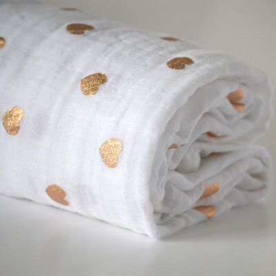 Rose Gold hearts 100% Cotton Swaddle