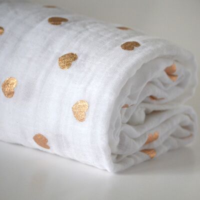 Rose Gold Herzen 100 % Baumwolle Swaddle