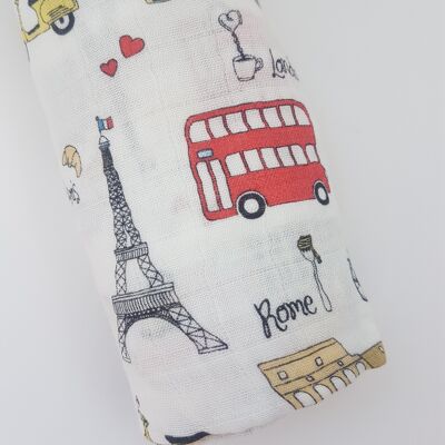 London-Paris-Rome 'The 3 Cities' Bamboo cotton Swaddle