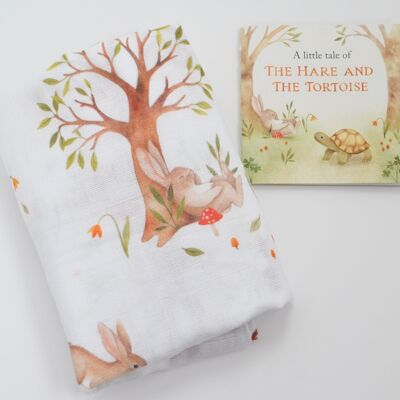 BESTSELLER- Hare and Tortoise Single Swaddle/Large Muslin with the Little Book