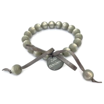 Pulsera perlas S - GRIS CLARO