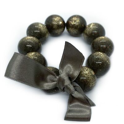 Pulsera de perlas L - GLITTER GRIS OSCURO