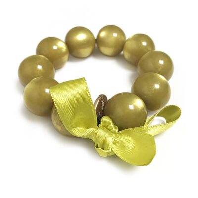Pearl bracelet L - OLIVE GREEN