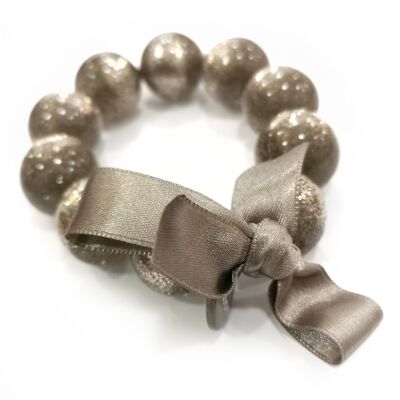 Pulsera perlas L - PAILLETE GRIS