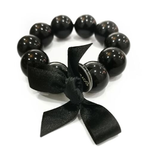 Bracelet perles L - NOIR BRILLANT