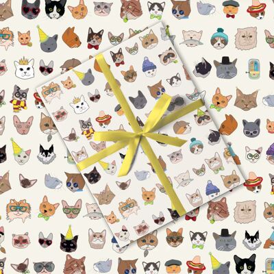 Mixed Cats Gift Wrap