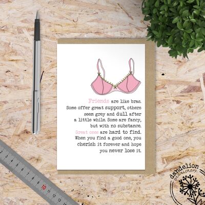 Friends are like bras - Greetings Card