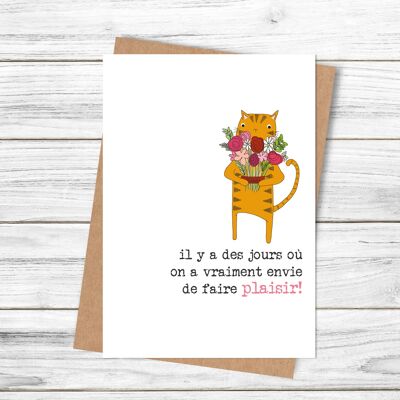 Thank You Cat - French Greetings Card