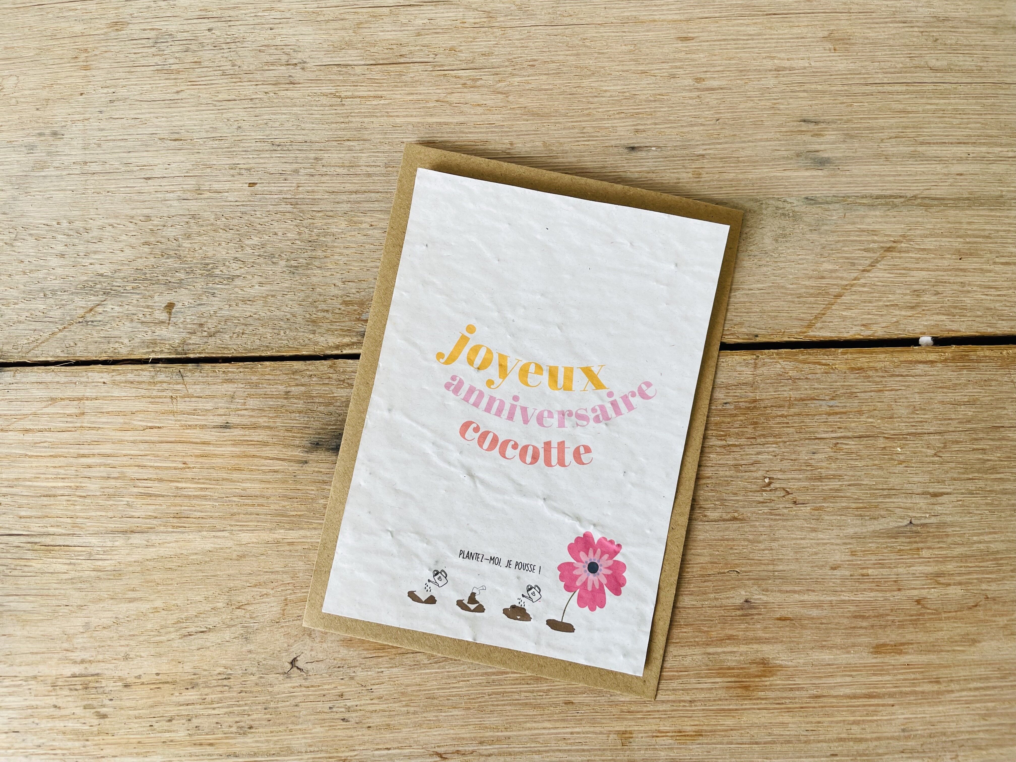 Carte à planter joyeux anniversaire cocotte