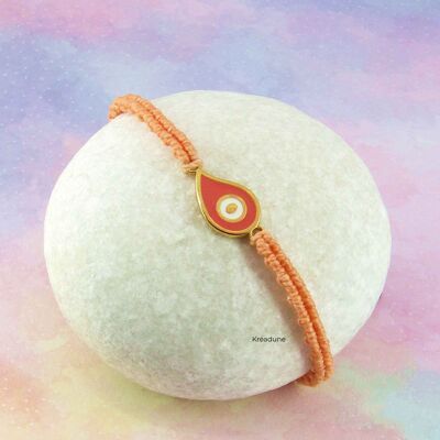Coral drop micro-macrame bracelet