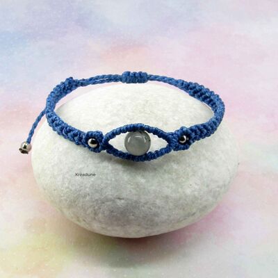 Electric blue and Labradorite micro-macrame bracelet - Daya