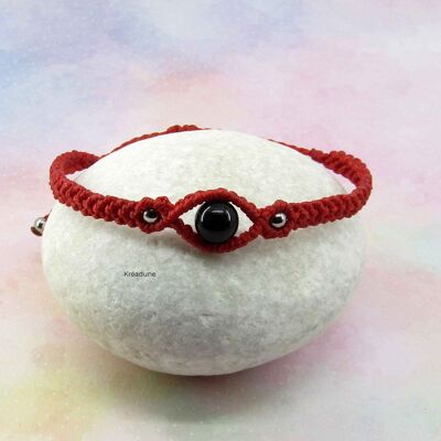 Rotes Mikro-Makramee-Armband mit Onyx - Daya