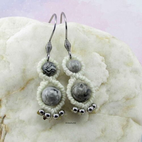 Boucles d'oreilles avec perles de Jaspe gris - Reva