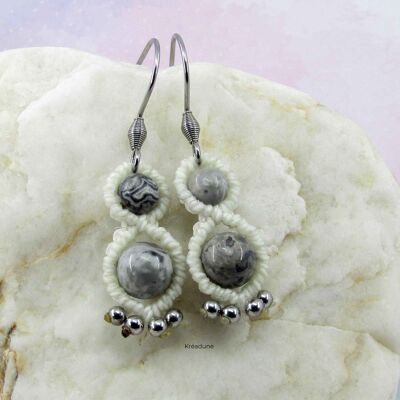 Earrings with gray Jasper beads - Reva