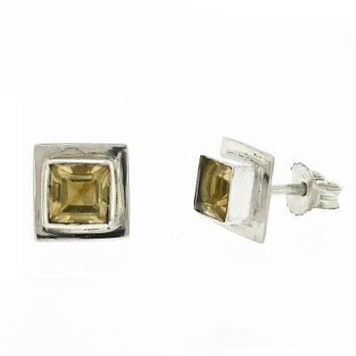 Double Set Square Citrine Faceted Earrings and Presentation Box