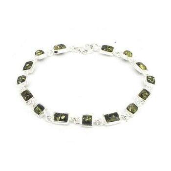 Bracelet en argent sterling et ambre vert avec boîte de présentation 1