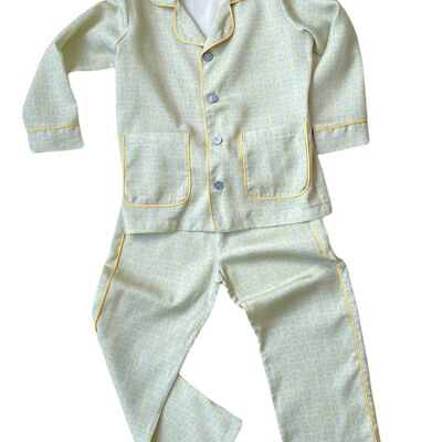 Grau-Gelbes Kinder-Pyjama-Set