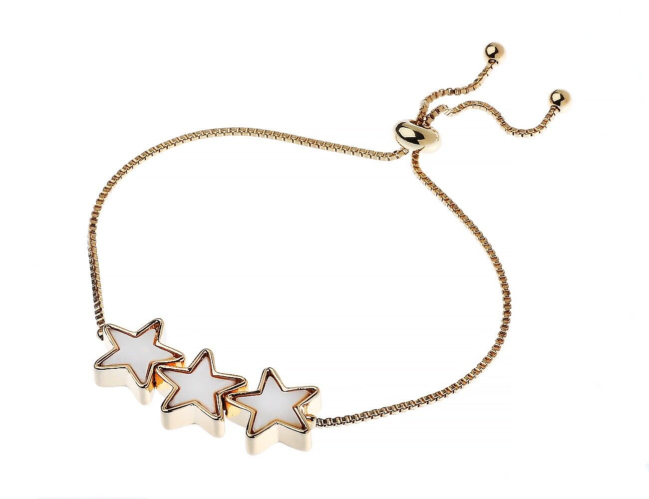 Braccialetto scorrevole con 3 stelle in madreperla