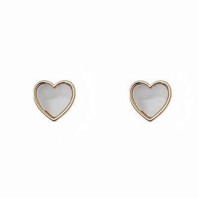 14K GOLD HEART MOP STUD EARRING