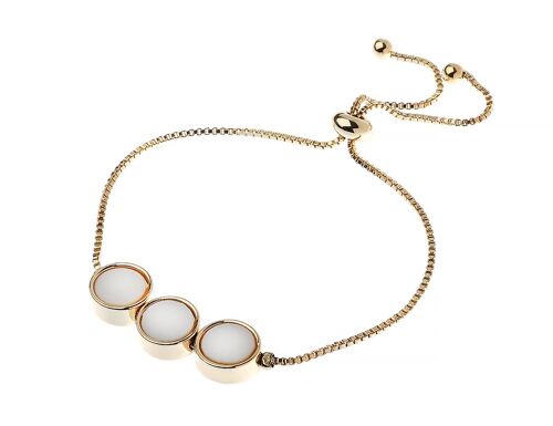 14K GOLD 3 ROUND MOP SLIDER BRACELET