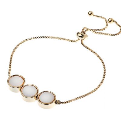 14K GOLD 3 ROUND MOP SLIDER BRACELET