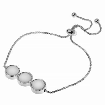 SILVER 3 ROUND MOP W SLIDER BRACELET