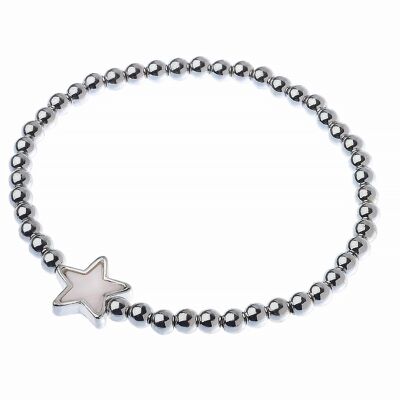 SILVER STAR MOP W BEAD BRACELET