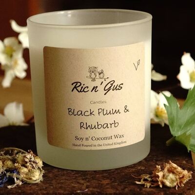 Black Plum & Rhubarb Scented Candle - Soy & Coconut Wax