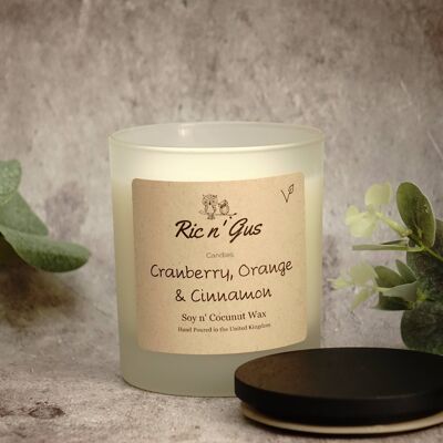 Cranberry, Orange & Cinnamon Scented Candle - Soy and Coconut Wax
