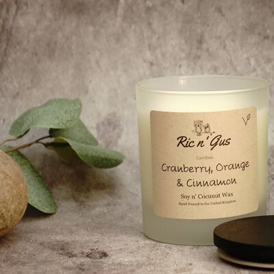 Cranberry, Orange & Cinnamon Scented Candle - Soy and Coconut Wax