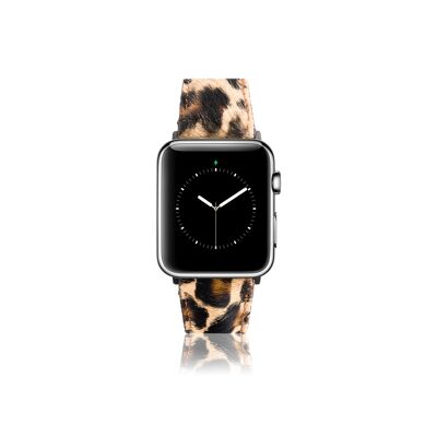 Cinturino in pelle Apple Watch - Pelliccia leopardata