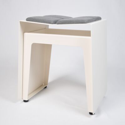 Taburete, H01, cojín de asiento de exterior de 4 partes, blanco crema