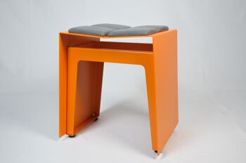 Tabouret, H01, coussin d'assise d'extérieur en 4 parties, orange foncé 1