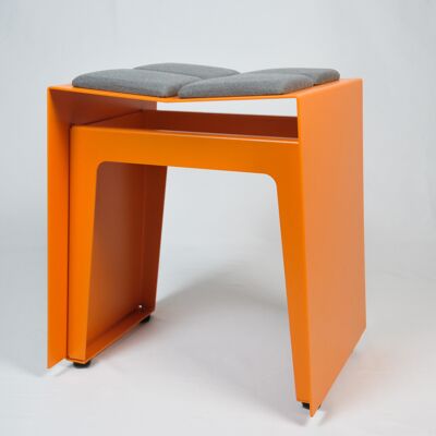 Hocker, H01, Outdoor Sitzpolster 4-teilig, Tieforange