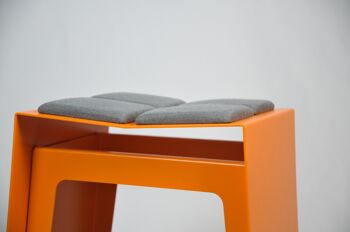 Tabouret, H01, coussin d'assise d'extérieur en 4 parties, orange foncé 2