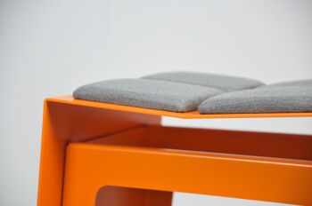 Tabouret, H01, coussin d'assise d'extérieur en 4 parties, orange foncé 3