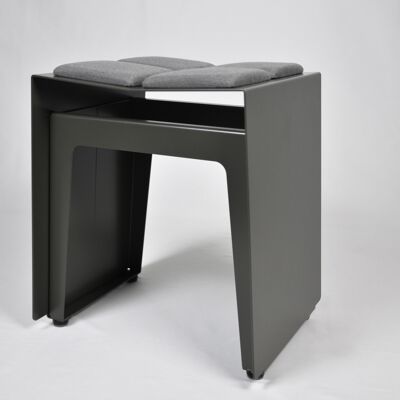 Taburete, H01, cojín de asiento de exterior de 4 piezas, gris umbra