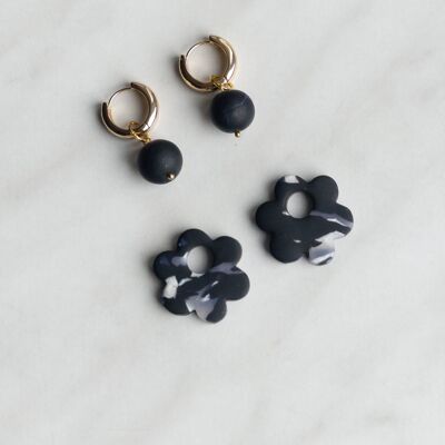 FLORA Earring Set | Dark Marble