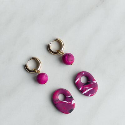 OTTO Earring Set | Fuchsia Marble
