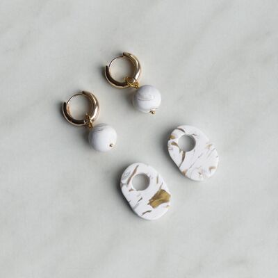 OTTO Earring Set | White Marble